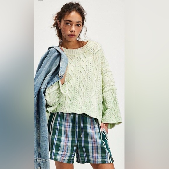 Free People Sweaters - Free People Washed Ashore Sweater in Mint Combo
